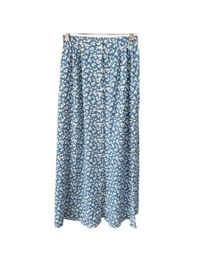 NWT It Hippie Blue Floral Midi Skirt Womens Small Cottagecore Boho Elastic Waist